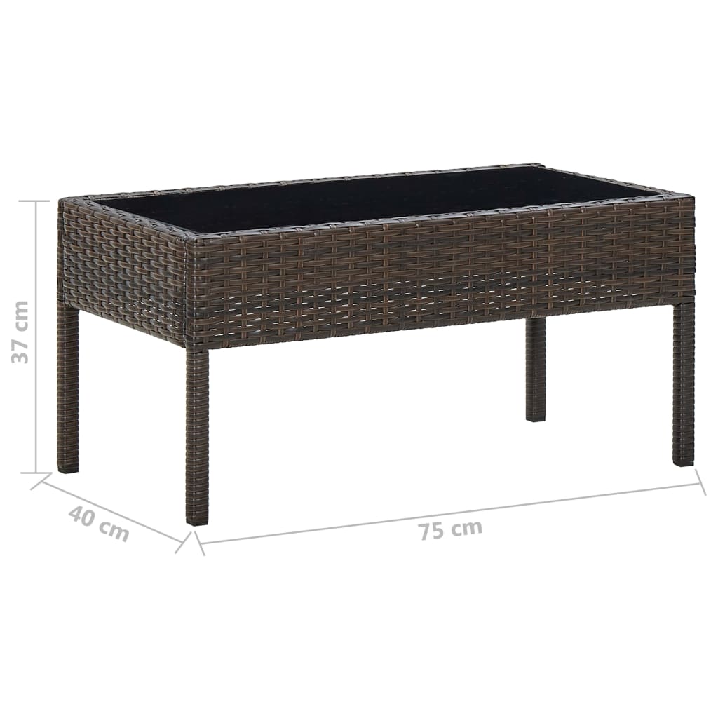 vidaXL ガーデンテーブル ブラウン 75 x 40 x 37 cm ポリラタン製