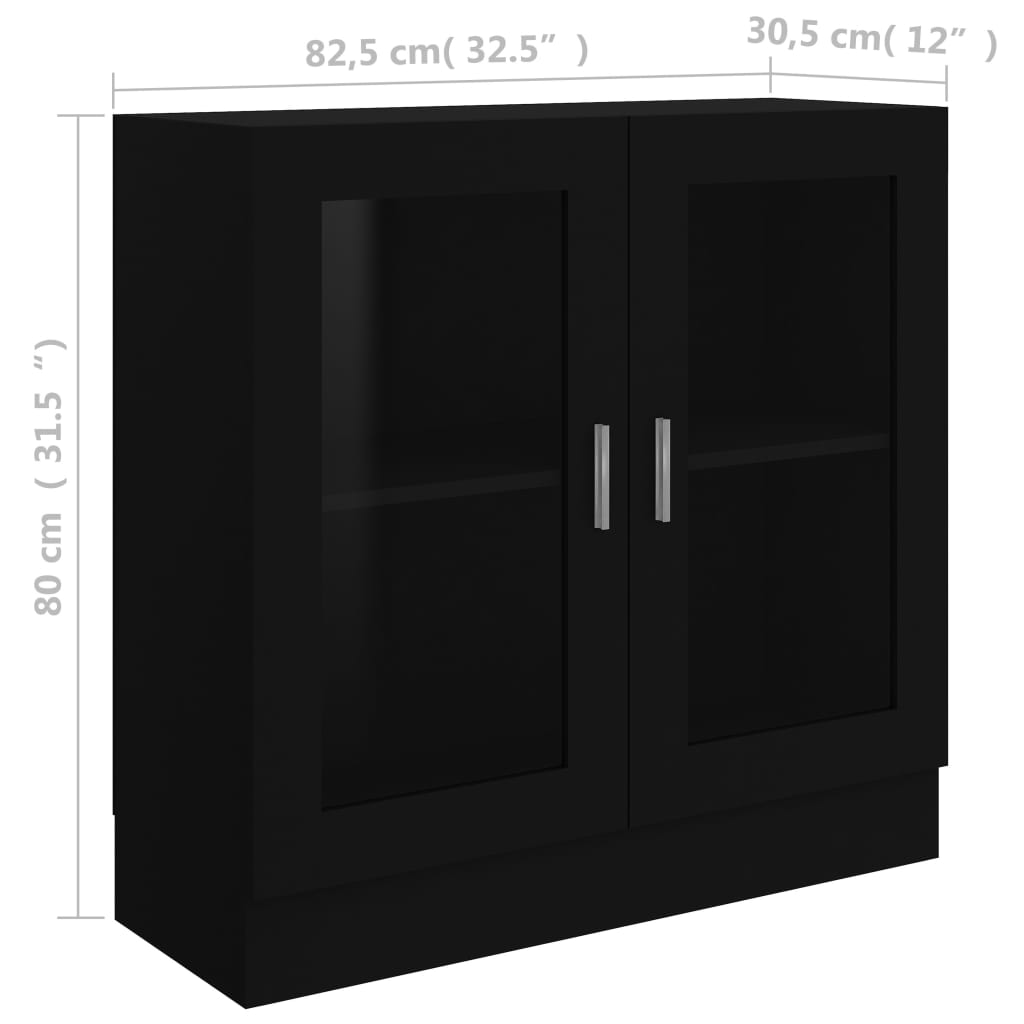 vidaXL ディスプレイキャビネット ブラック 82.5x30.5x80cm パーティクルボード