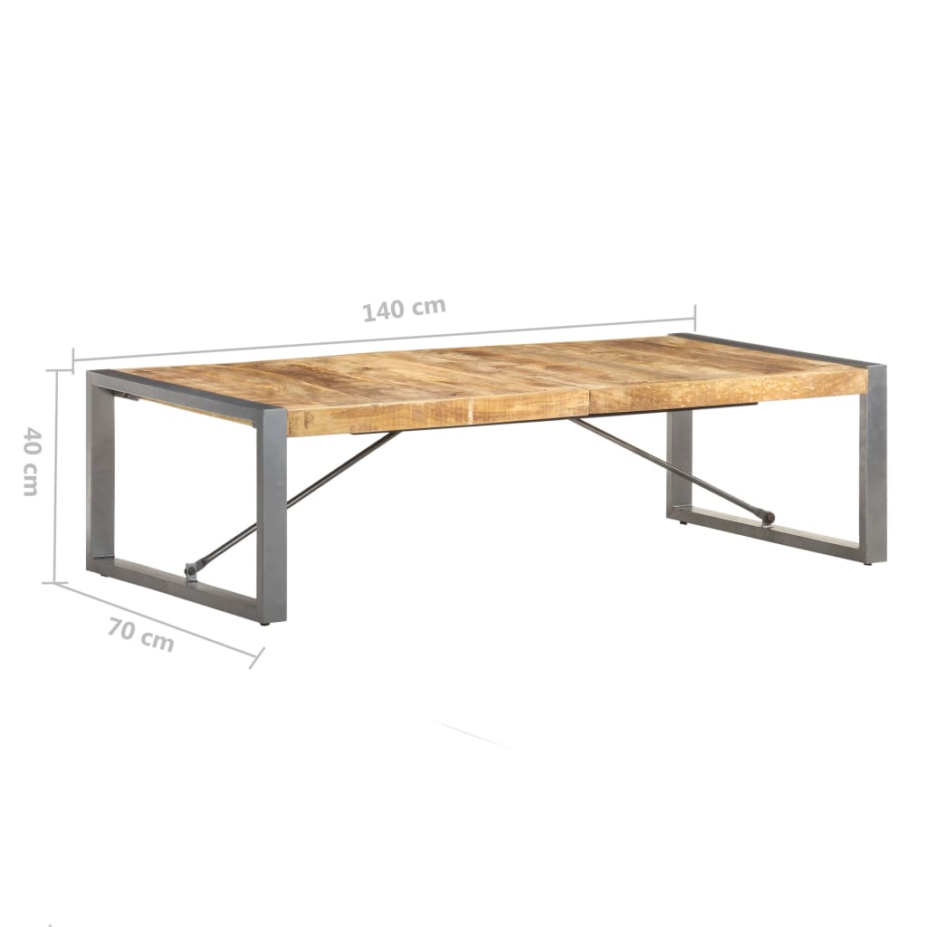 vidaXL コーヒーテーブル 140x70x40cm マンゴーウッド (粗目)