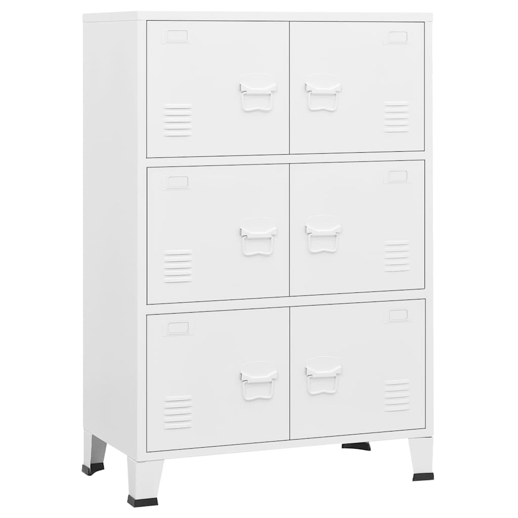 vidaXL インダストリアル 収納チェスト ホワイト 75x40x115 cm メタル