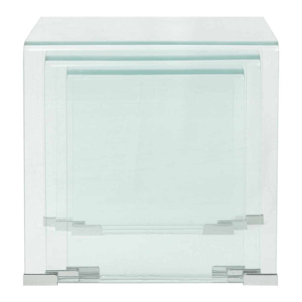 vidaXL ネストテーブル3点セット 強化ガラス製 クリア