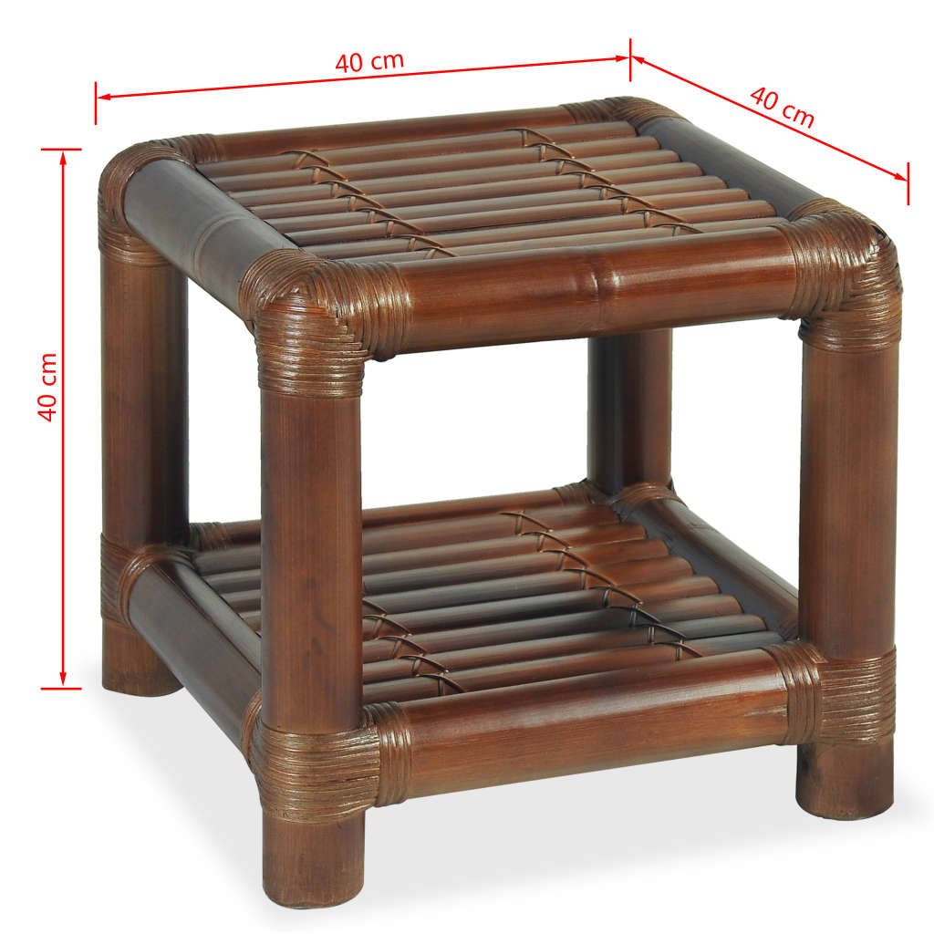 vidaXL ベッドサイドテーブル 40x40x40cm 竹製 ダークブラウン