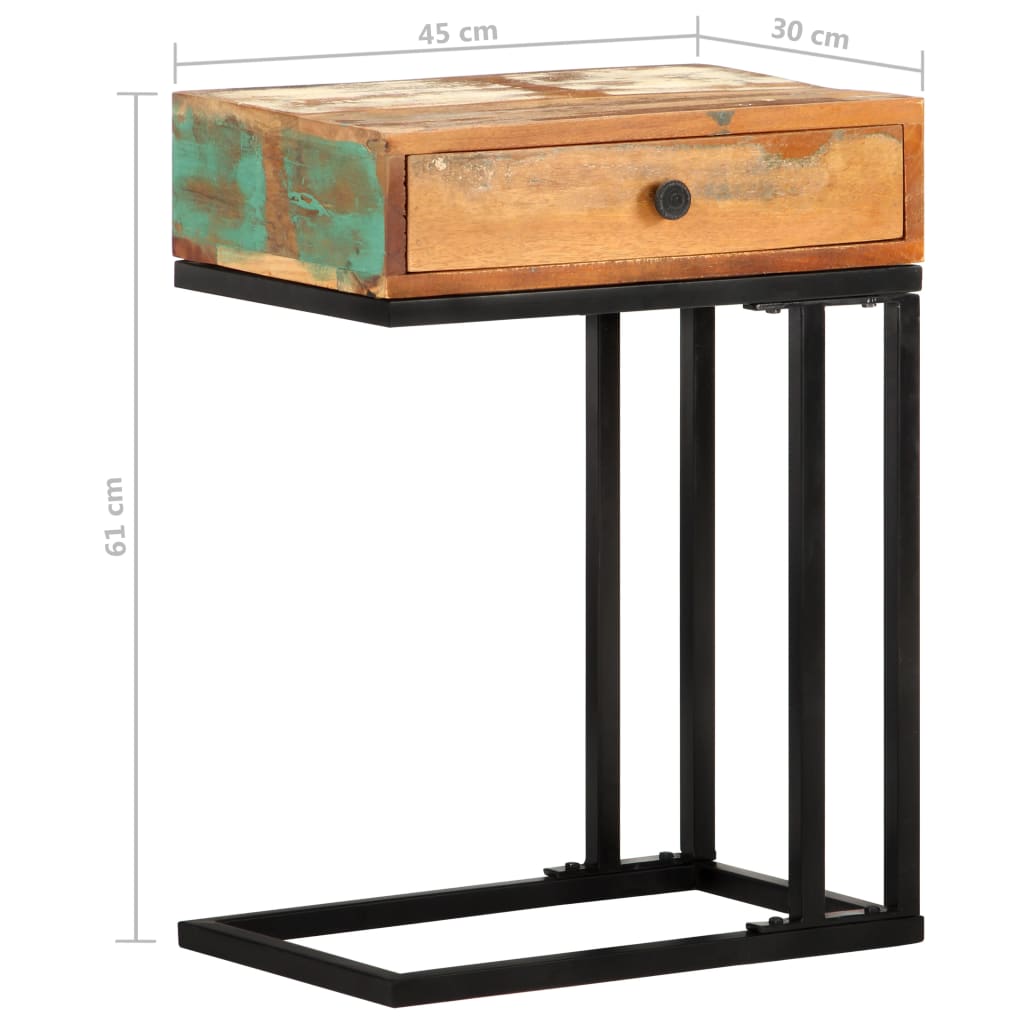 vidaXL U字型 サイドテーブル 45x30x61cm 無垢の再生木材