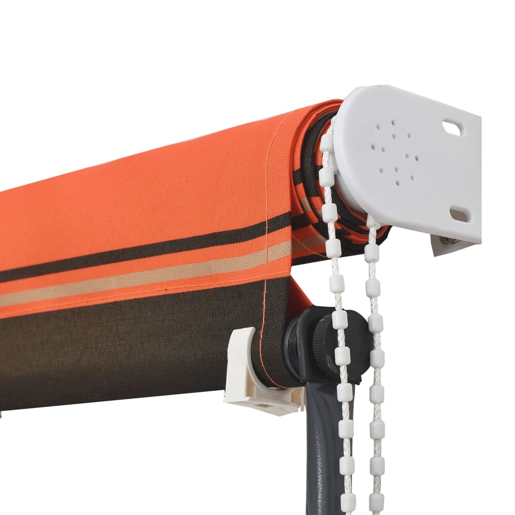 vidaXL 引き込み式オーニング LEDライト付き 300x150cm オレンジ＆ブラウン