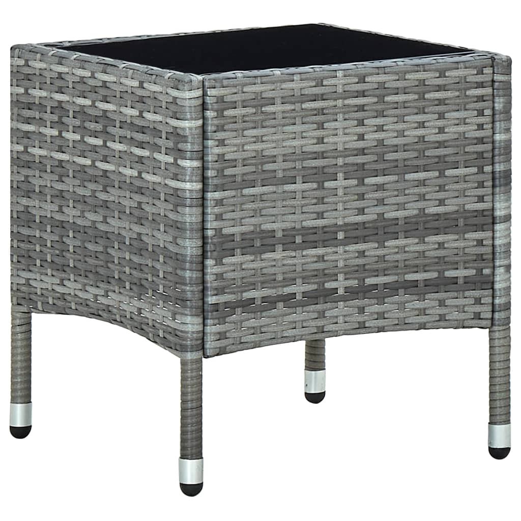 vidaXL ガーデンティーテーブル 40 x 40 x 45 cm ポリラタン製 グレー