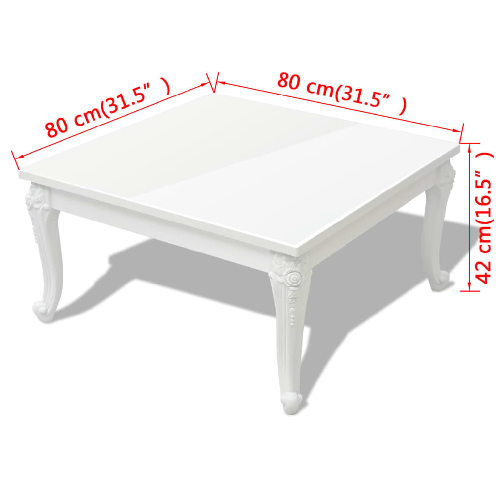vidaXL コーヒーテーブル 80x80x42cm ハイグロスホワイト