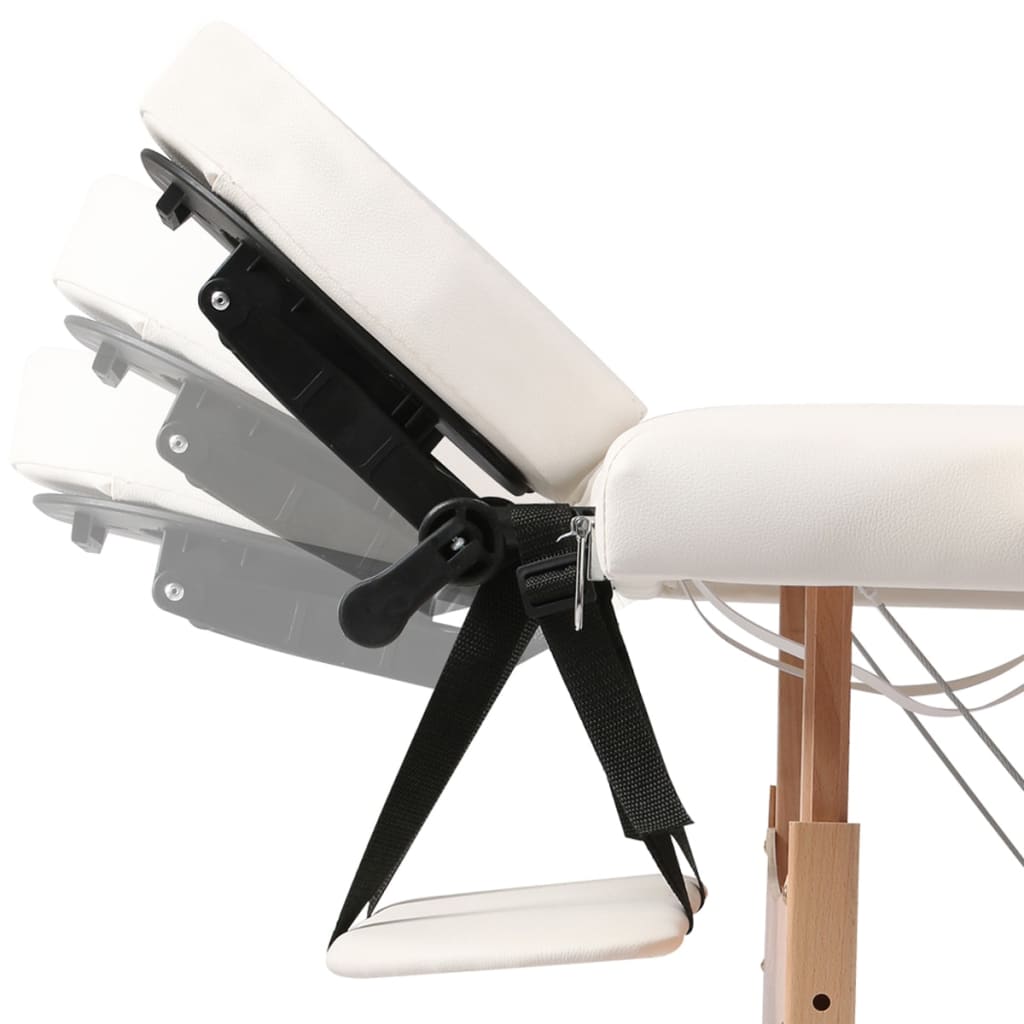 vidaXL 折りたたみ式マッサージテーブル 二つ折り 木製フレーム付き クリームホワイト