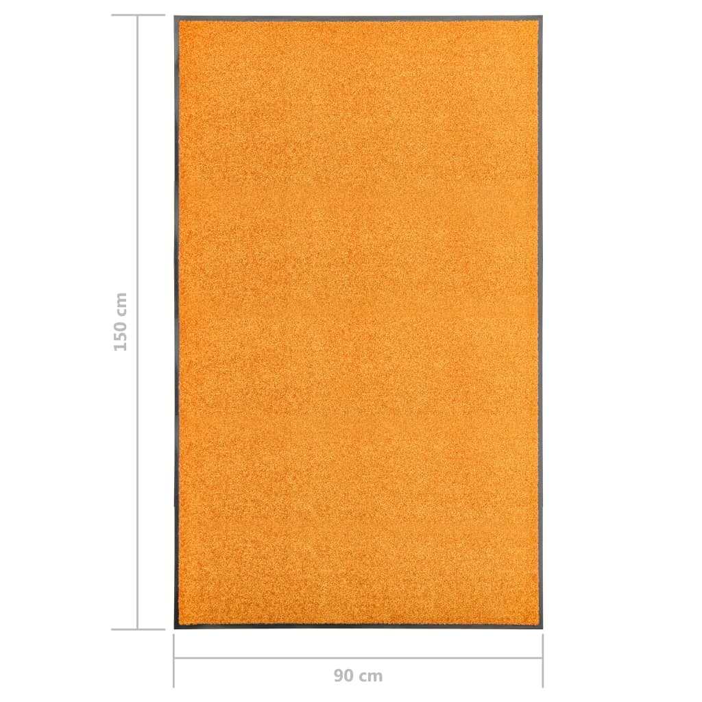 vidaXL 玄関マット 洗濯可能 オレンジ 90x150cm
