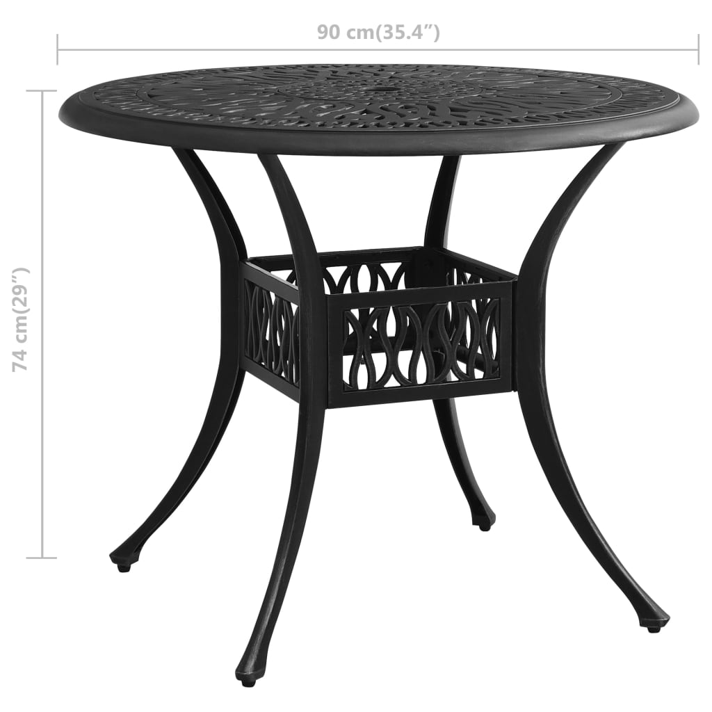 vidaXL ガーデンテーブル 90x90x74cm アルミ鋳物 ブラック