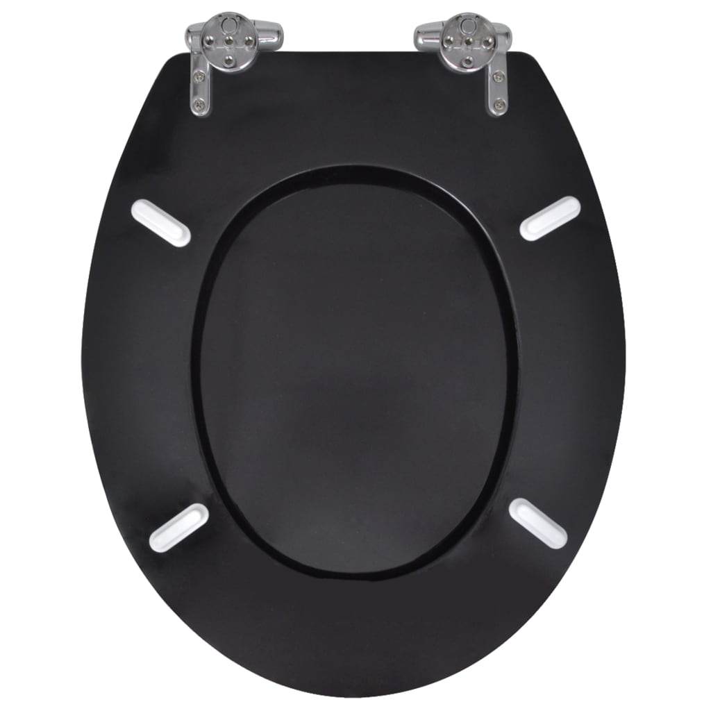 vidaXL トイレ便座 ソフトクローズ式ふた シンプル設計 MDF製 ブラック