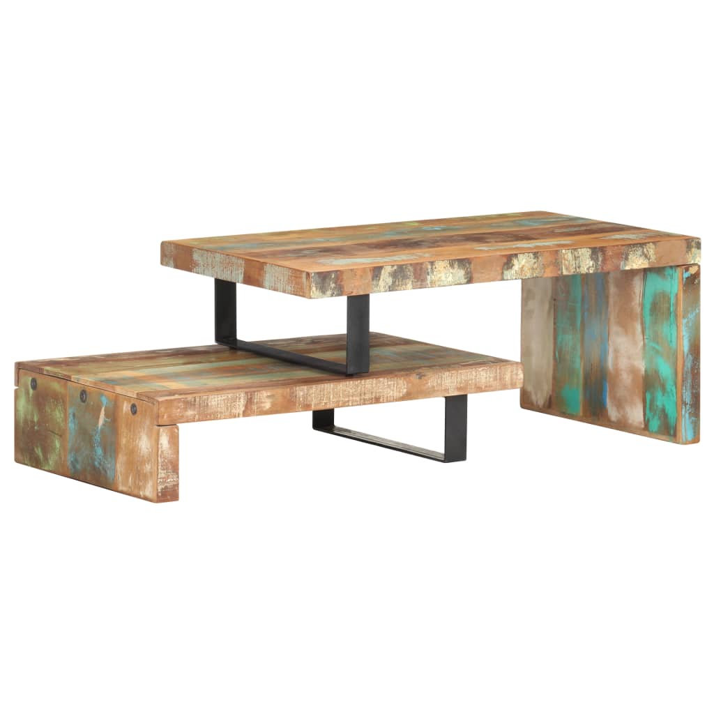 vidaXL コーヒーテーブル2点セット 無垢の再生木材