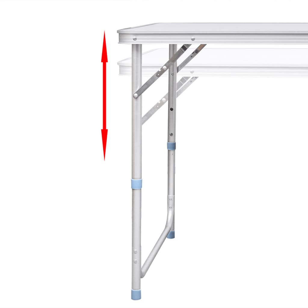 vidaXL 折りたたみキャンプテーブル 高さ調節可能 アルミ製 120x60cm
