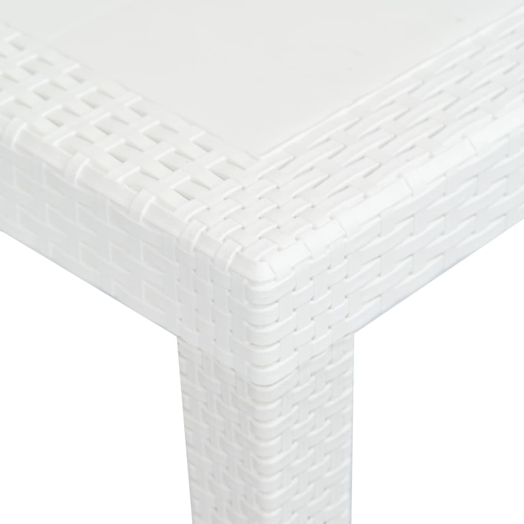 vidaXL ガーデンテーブル ホワイト 220x90x72cm プラスチック製 ラタン風