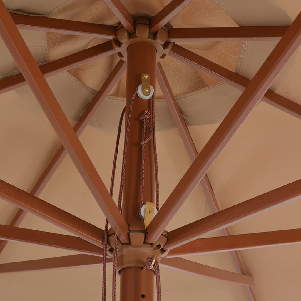vidaXL 屋外用パラソル 木製ポール付き 350 cm トープ (灰褐色)