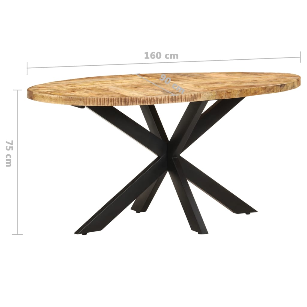 vidaXL ダイニングテーブル 160x90x75 cm マンゴー材 (粗目)