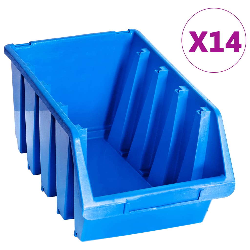 vidaXL 積み重ね収納ケース 14点 ブルー プラスチック製