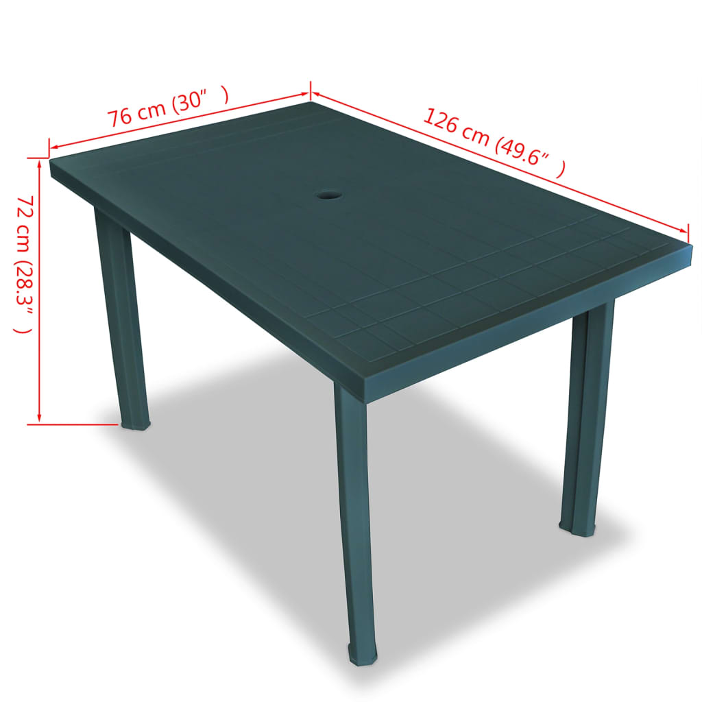 vidaXL ガーデンテーブル グリーン 126x76x72cm プラスチック製