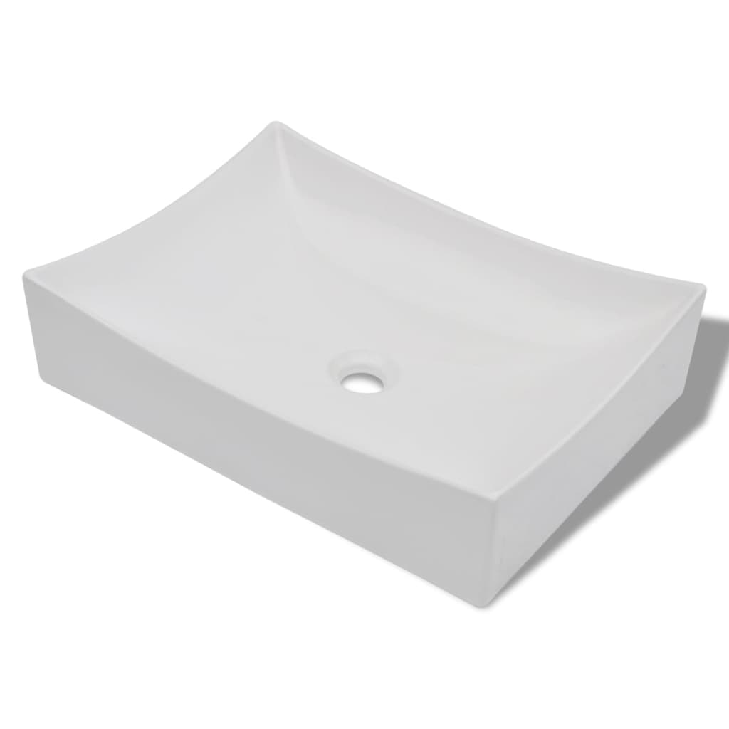 vidaXL バスルーム用 シンク 洗面器 セラミック/磁器製 ホワイト＆ハイグロス