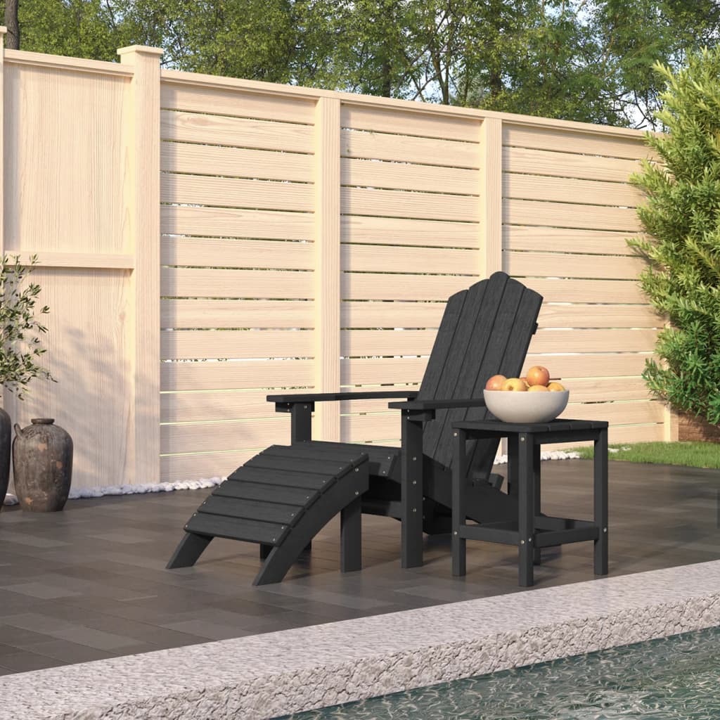 vidaXL ガーデンアディロンダックチェア フットスツール＆テーブル付き 高密度ポリエチレン