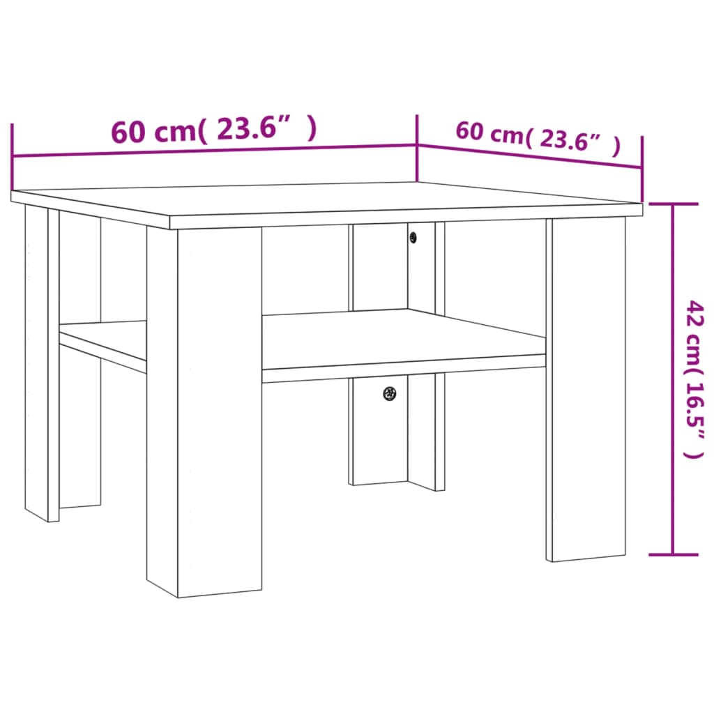 vidaXL コーヒーテーブル コンクリートグレー 60x60x42cm パーティクルボード
