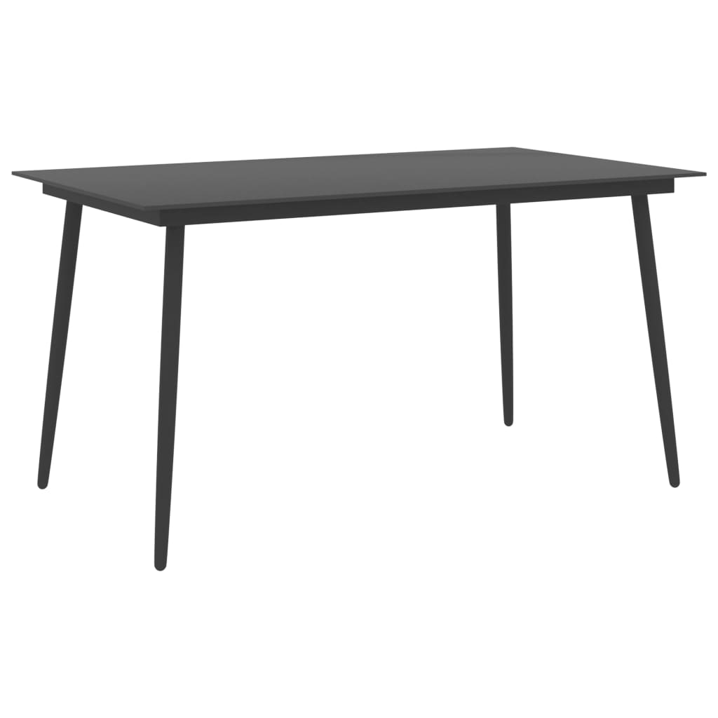 vidaXL ガーデンダイニングテーブル ブラック 150x90x74 cm スチール＆ガラス製