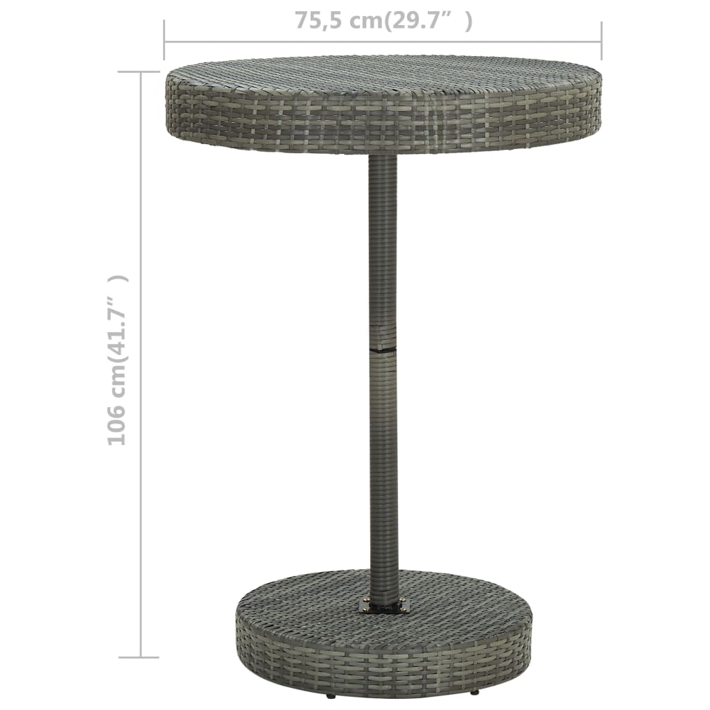vidaXL ガーデンテーブル グレー 75.5x106cm ポリラタン製
