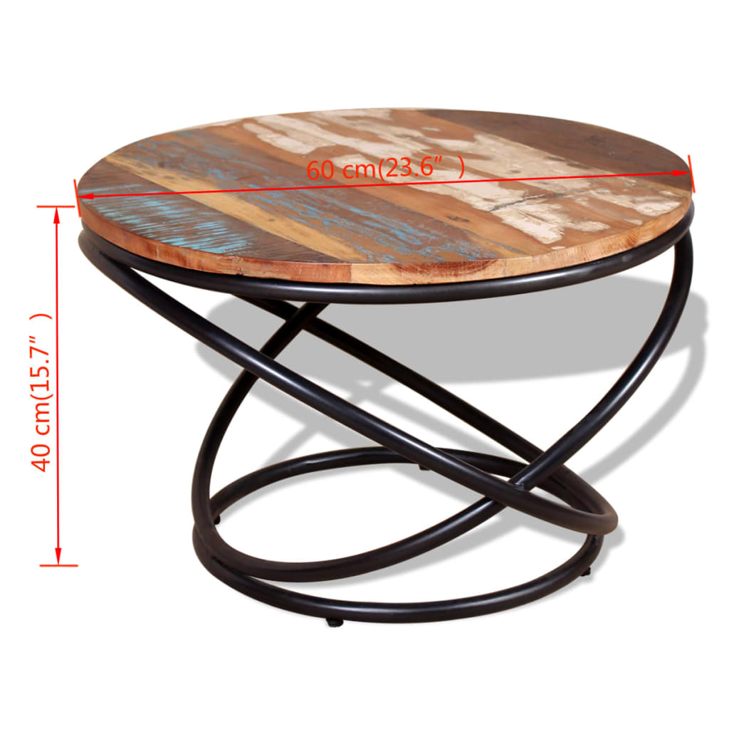 vidaXL コーヒーテーブル 無垢の再生木材 60x60x40cm