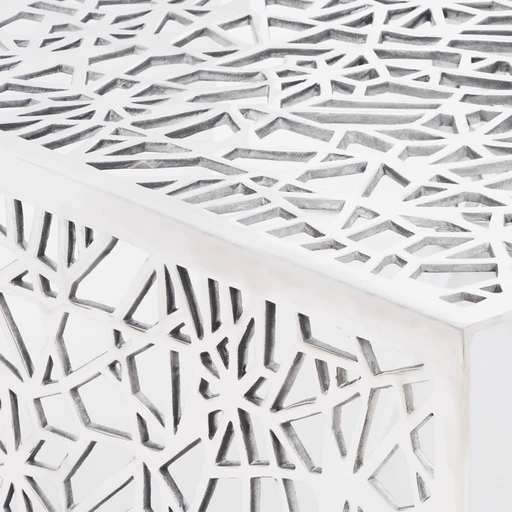 vidaXL コーヒーテーブル 幾何学形状 透かし彫りデザイン アルミ製 シルバー