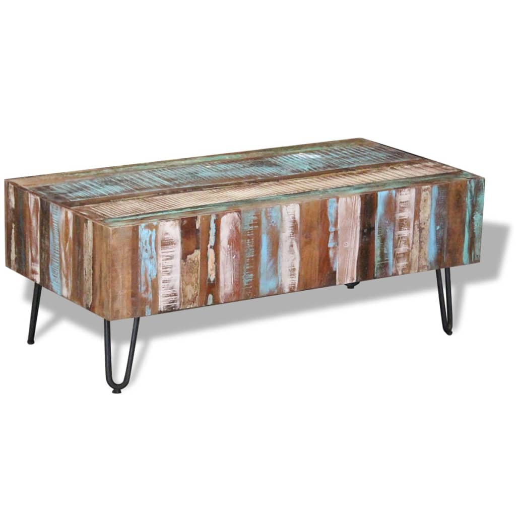 vidaXL コーヒーテーブル 再生木材 無垢材 100x50x38cm