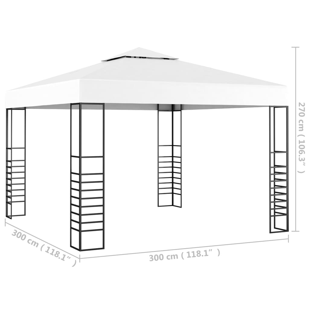 vidaXL ガーデンガゼボ風テント 3x3m ホワイト