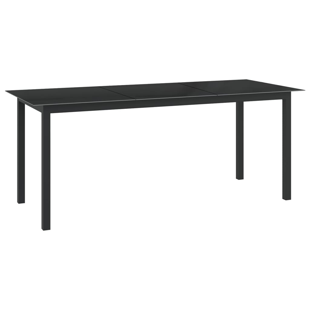 vidaXL ガーデンテーブル ブラック 190x90x74cm アルミ＆ガラス製