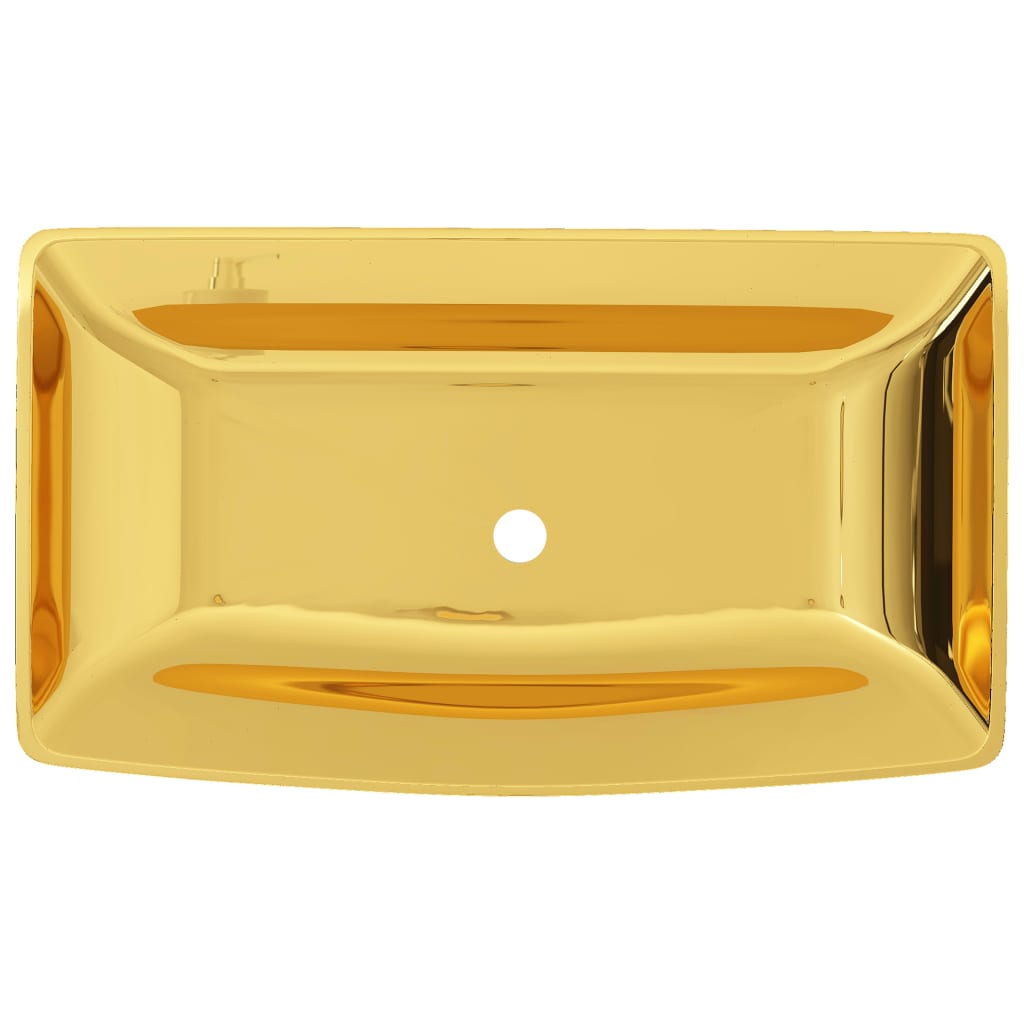 vidaXL 洗面器 71x38x13.5cm 陶器製 ゴールド
