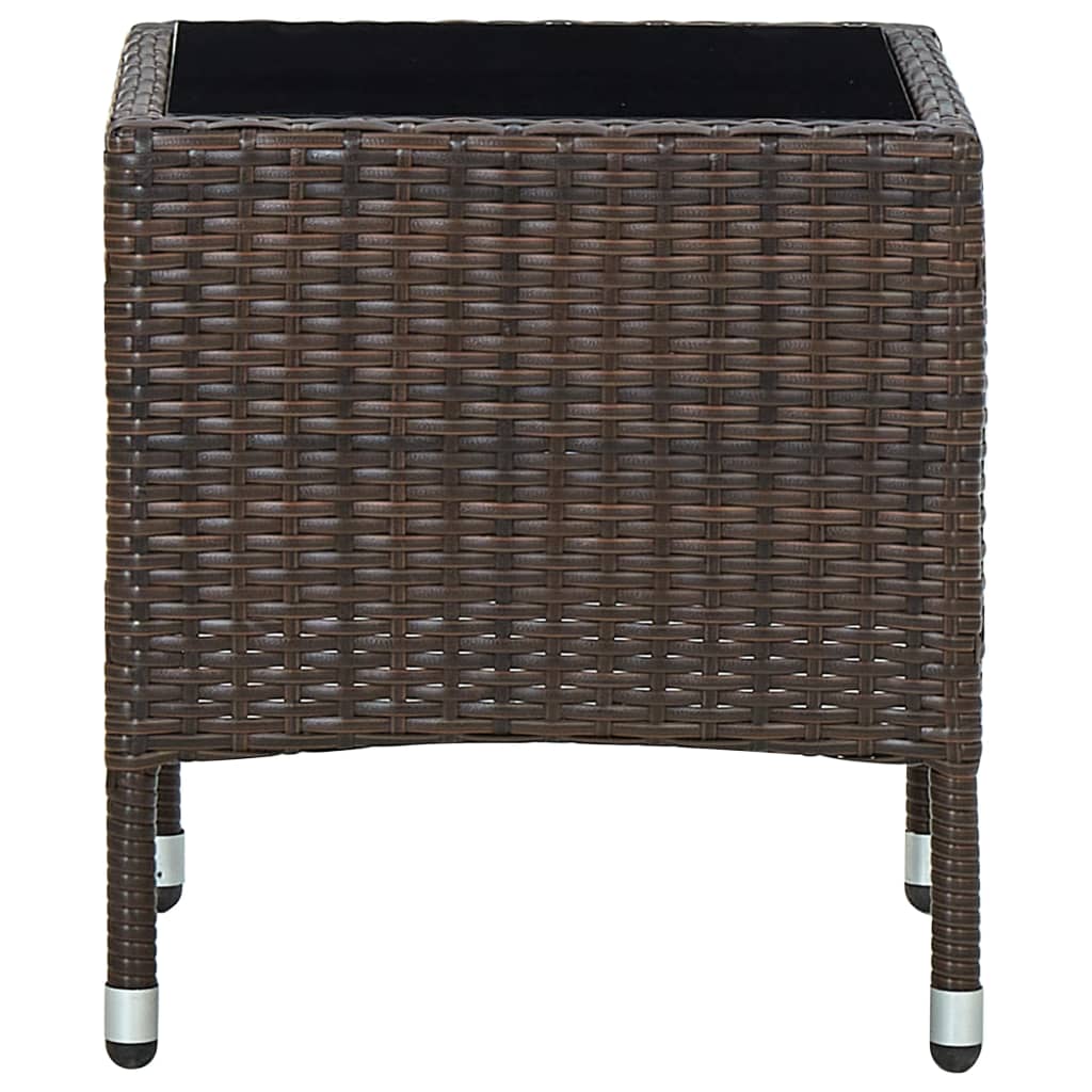 vidaXL ガーデンティーテーブル 40 x 40 x 45 cm ポリラタン製 ブラウン