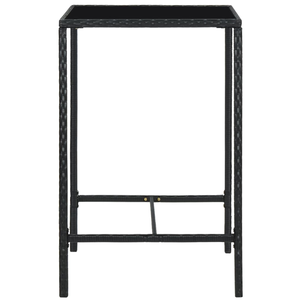 vidaXL ガーデンバーテーブル ブラック 70x70x110cm ポリラタン＆ガラス製