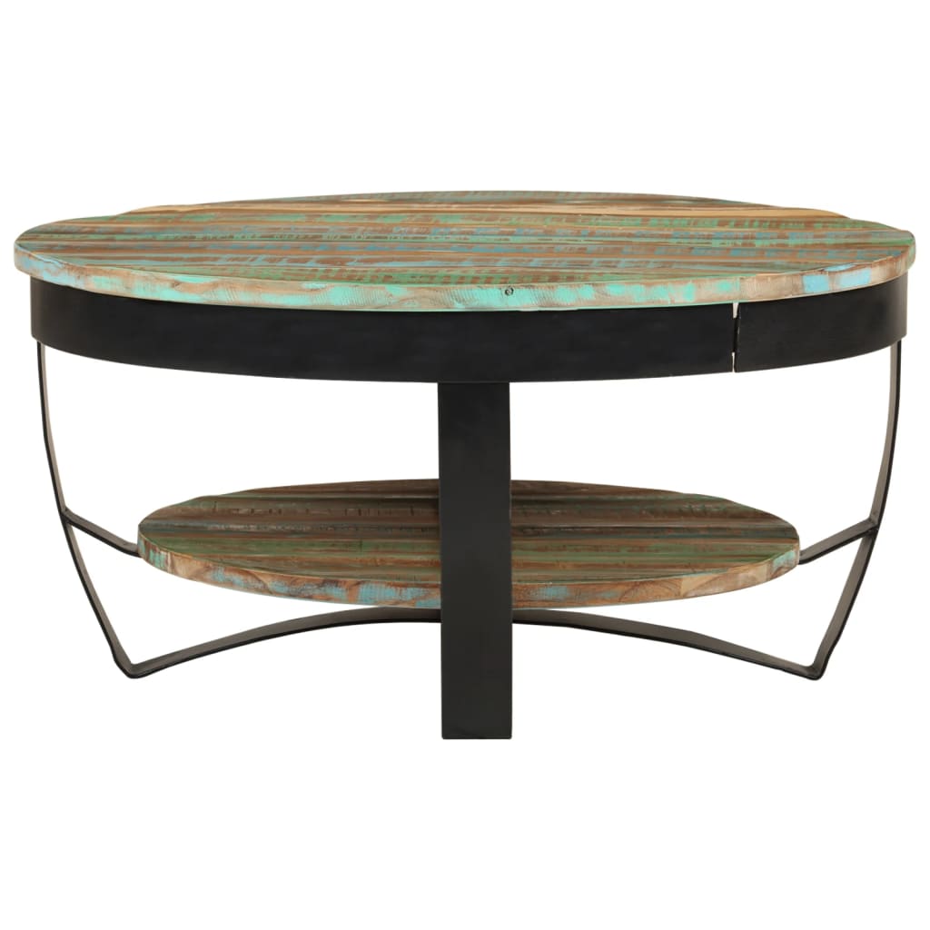vidaXL コーヒーテーブル 無垢の再生木材 65x32cm