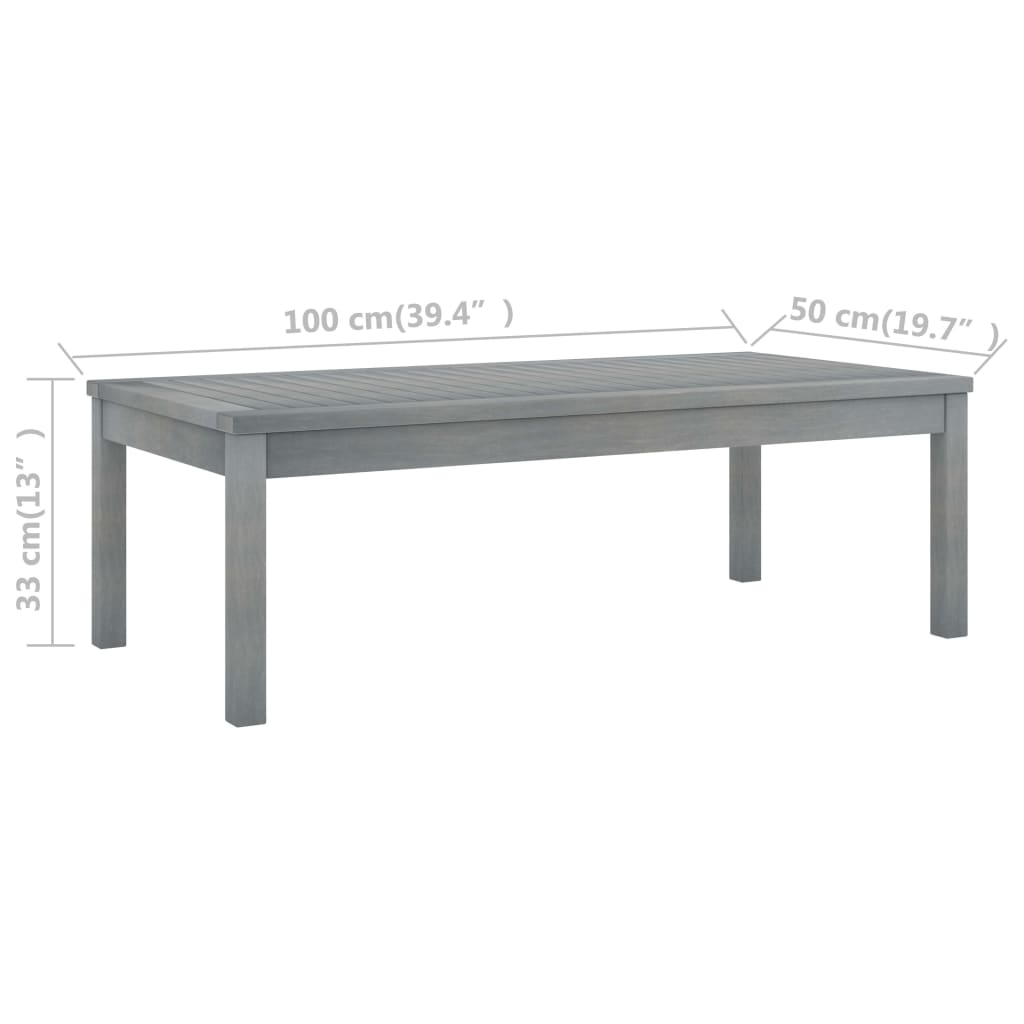 vidaXL コーヒーテーブル 100 x 50 x 33 cm アカシア無垢材 グレー