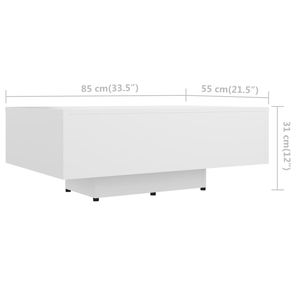 vidaXL コーヒーテーブル ホワイト 85x55x31 cm エンジニアリングウッド