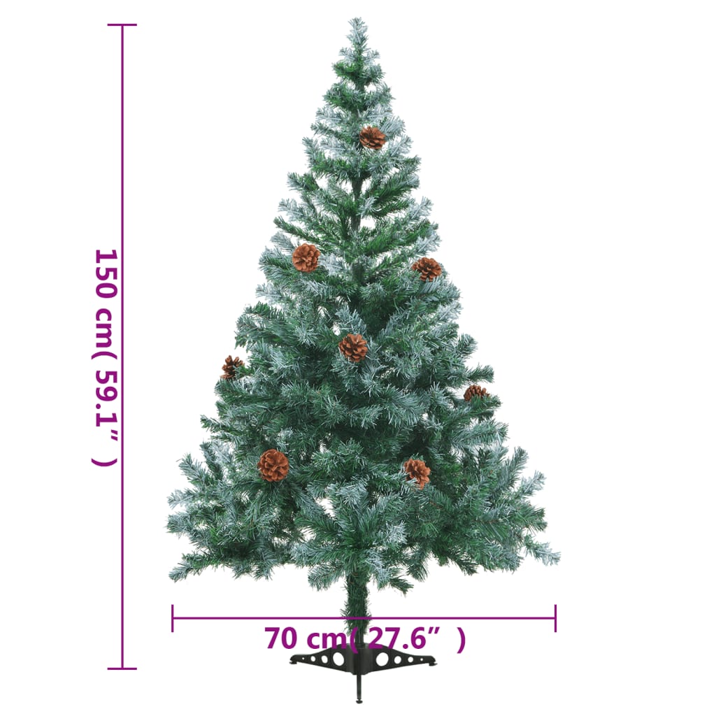vidaXL フェイククリスマスツリー 雪化粧＆松ぼっくり付き 150cm