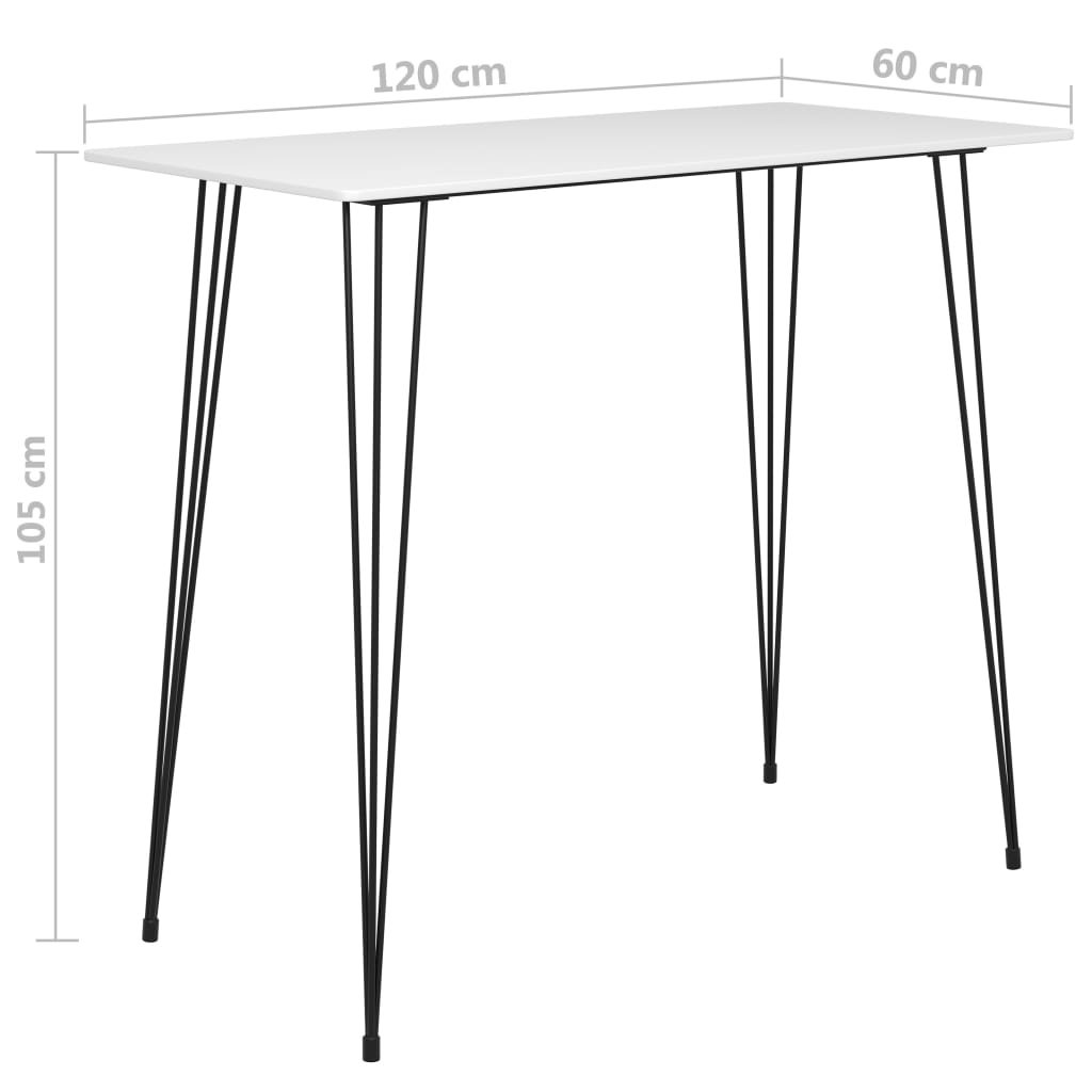 vidaXL バーテーブル ホワイト 120x60x105cm