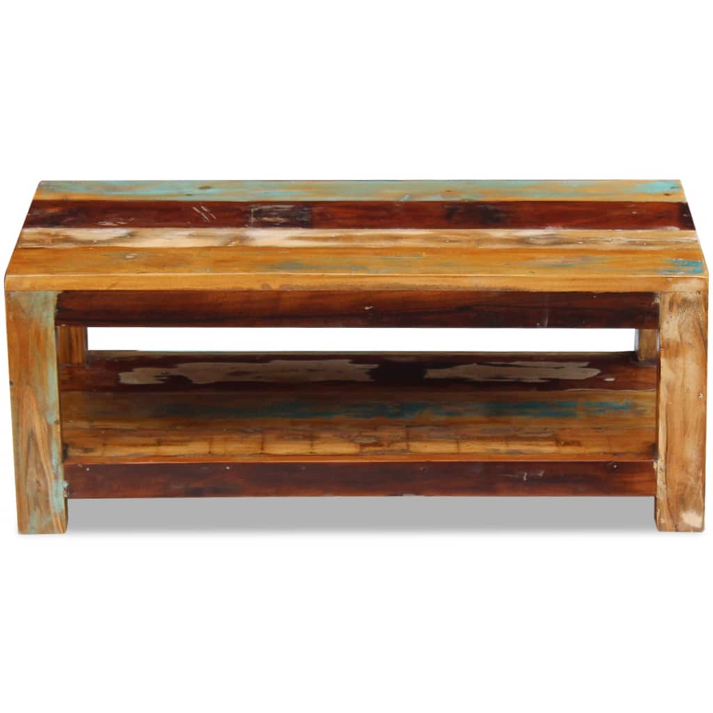 vidaXL コーヒーテーブル 再生木材 無垢材 90x45x35 cm