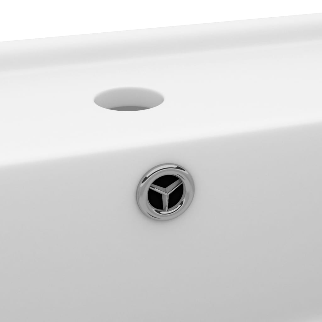 vidaXL 洗面器 角型 オーバーフロー付き マットホワイト 41x41cm セラミック