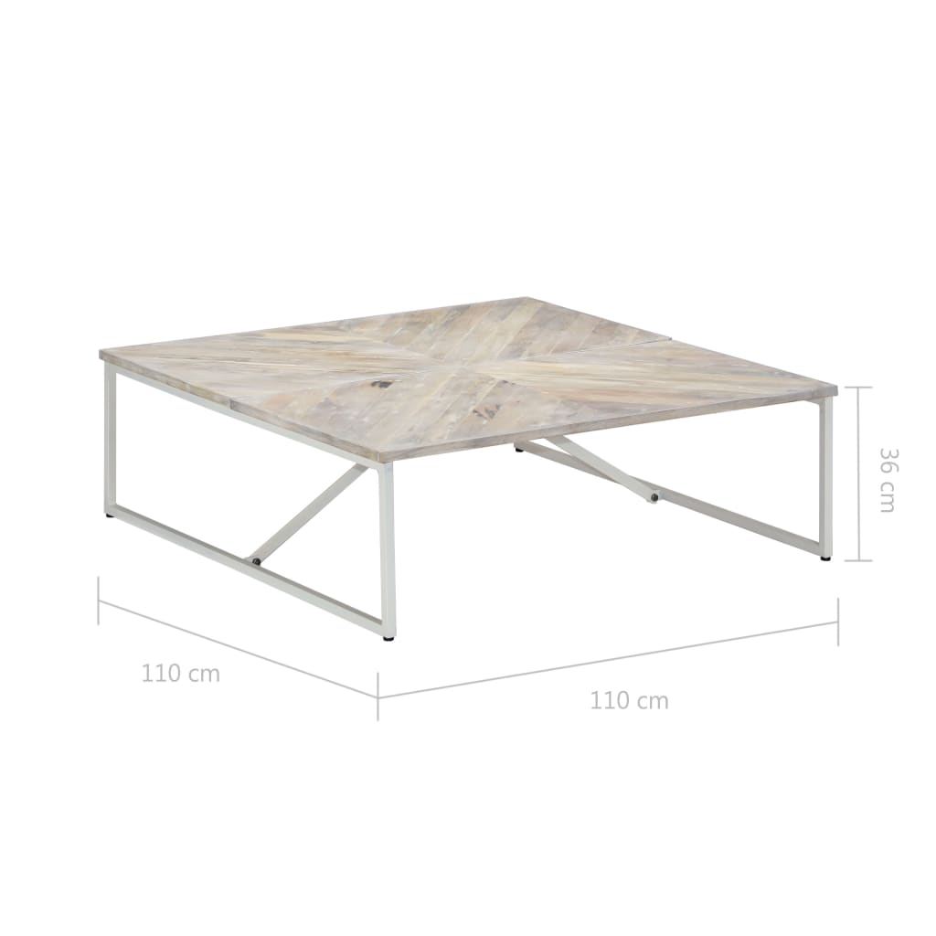 vidaXL コーヒーテーブル 110x110x36cm マンゴー無垢材