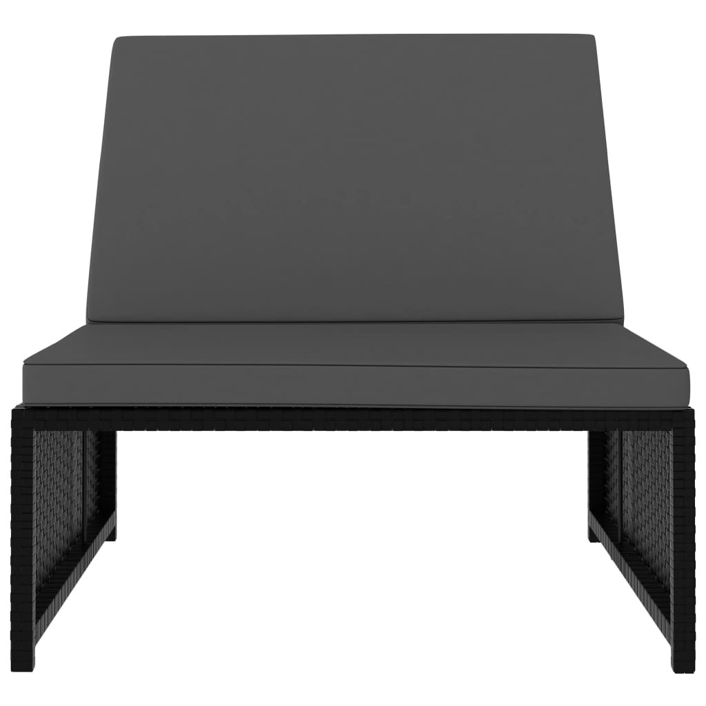 vidaXL サンラウンジャー 2点 テーブル付き ポリラタン製 ブラック