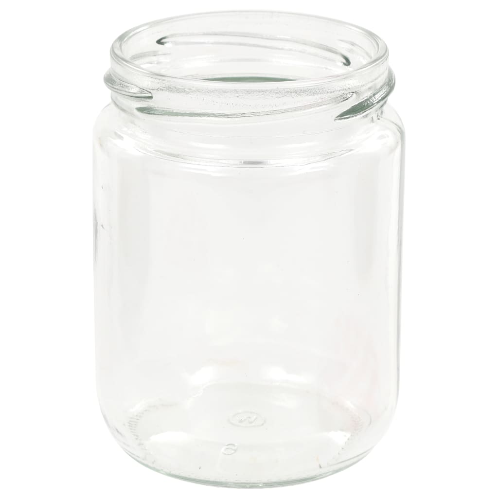 vidaXL ジャム瓶 ホワイト＆レッドふた付き 48点 ガラス 230ml