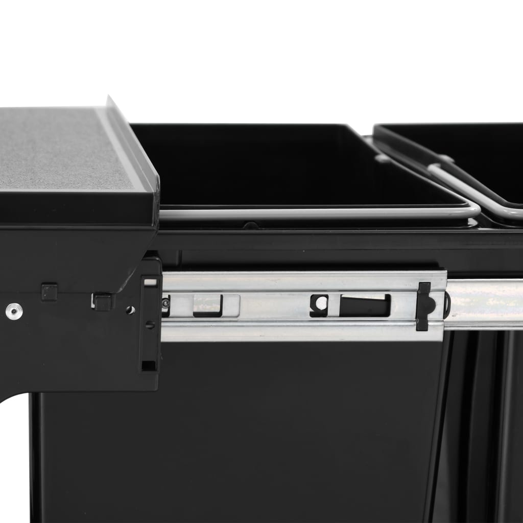 vidaXL キッチン食器棚引き出し式 リサイクルごみ箱 ソフトクローズ 48L