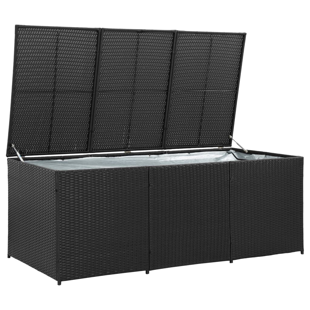 vidaXL ガーデン収納ボックス ポリラタン製 180x90x70 cm ブラック
