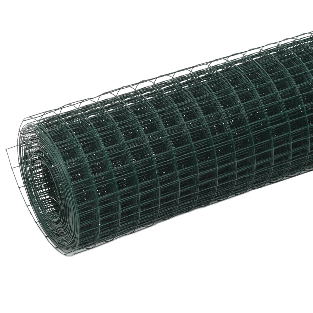 vidaXL ニワトリ 金網フェンス PVC塗装仕上げスチール製 10x0.5m グリーン