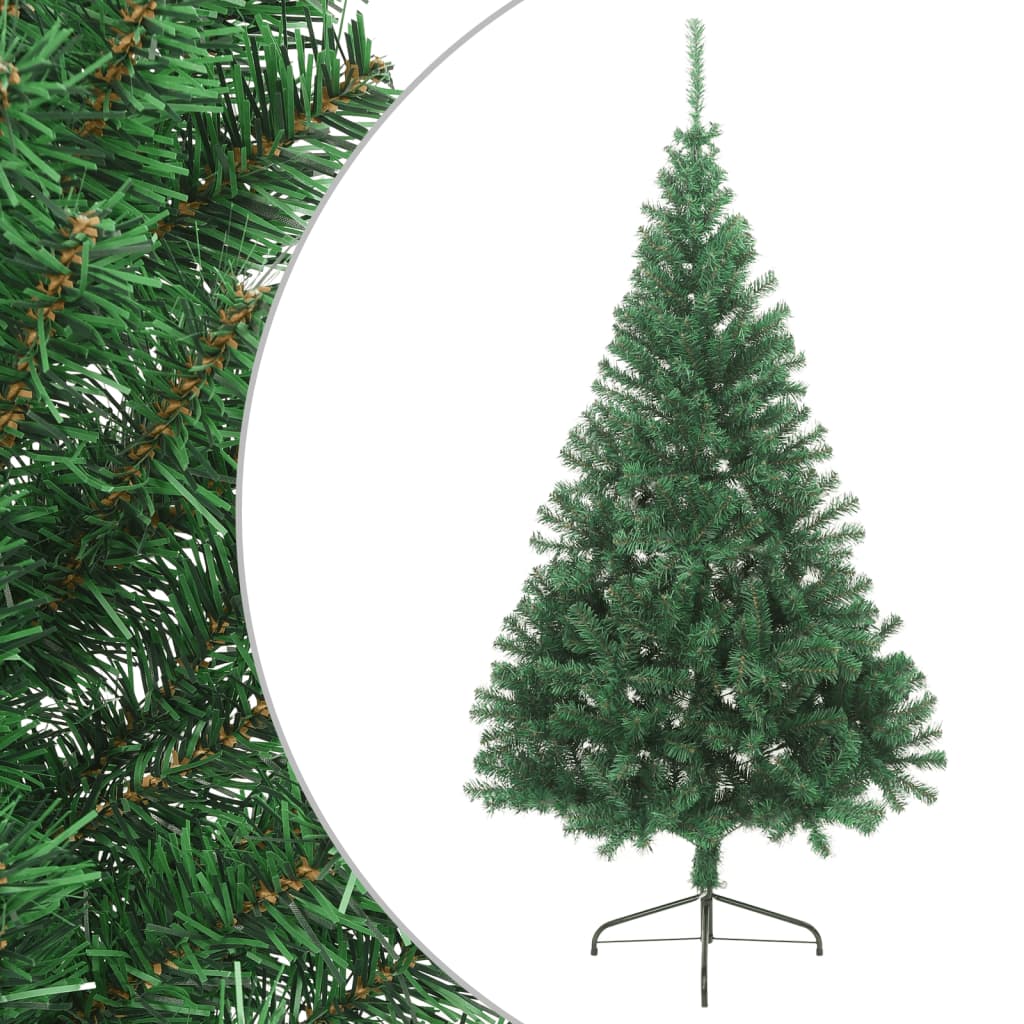 vidaXL ハーフ型 フェイククリスマスツリー スタンド付 グリーン 180 cm PVC製
