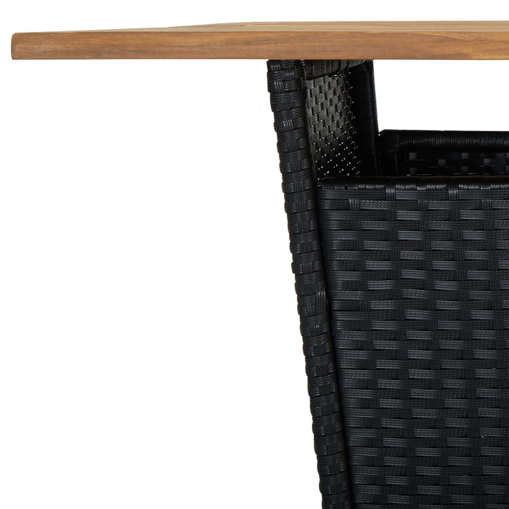 vidaXL バーテーブル ブラック 80x80x110cm ポリラタン＆アカシア無垢材