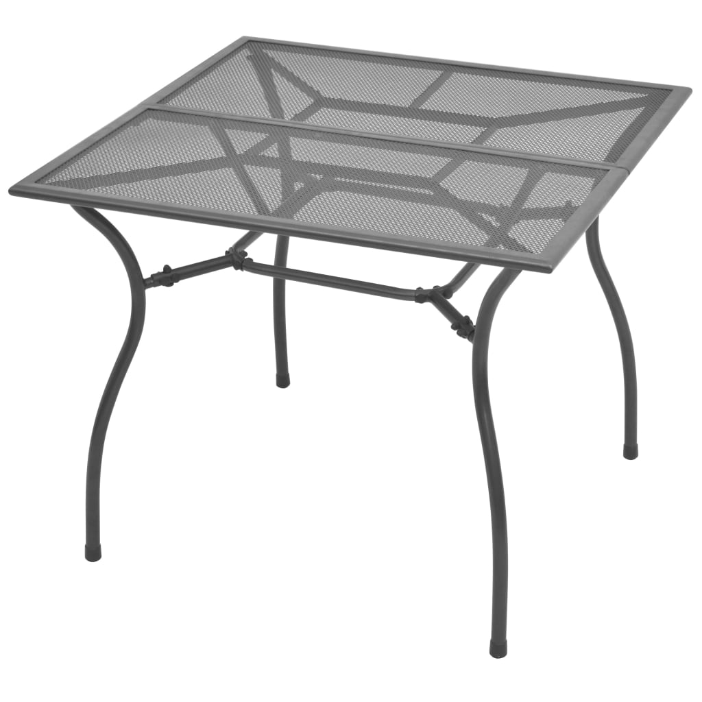 vidaXL ガーデンテーブル 90x90x72cm スチール＆メッシュ